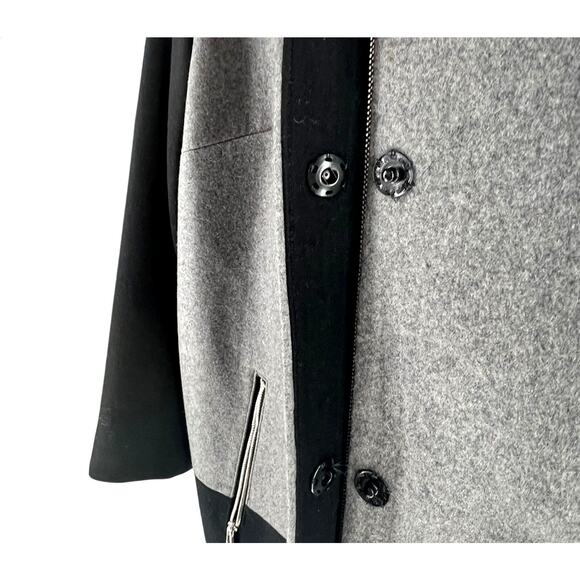 Nautica Women’s Color Block Black & Gray Wool Blend Longline Coat size 12 - Picture 4 of 8
